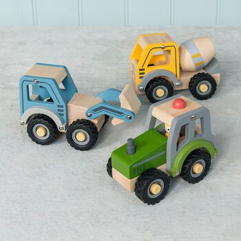 Green Tractor Wooden Push Along Vehicle Toy, 5 of 7