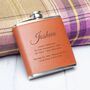 Engraved Brown Leather Hip Flask And Funnel, thumbnail 1 of 3
