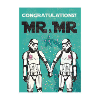 Original Stormtrooper Mr And Mr Wedding Card, 2 of 3