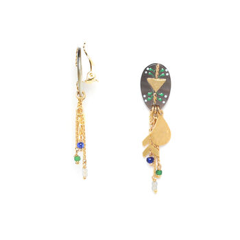 Clip Earrings With Gold Plated Drops, 2 of 3