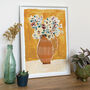 Mustard And Dusky Pink | Floral Vase Print, thumbnail 3 of 6