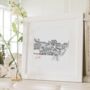 Brixton Town, London Framed Illustrated Map Print, thumbnail 1 of 2