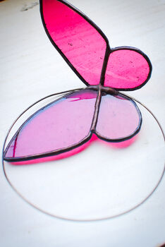 Cathedral Rose Pink Butterfly Stained Glass, 2 of 7