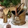 Antique Brass Coal Scuttle With Shovel And Matches, thumbnail 1 of 9
