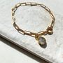 Carved Herkimer Diamond Paperclip Chain Bracelet, thumbnail 7 of 8