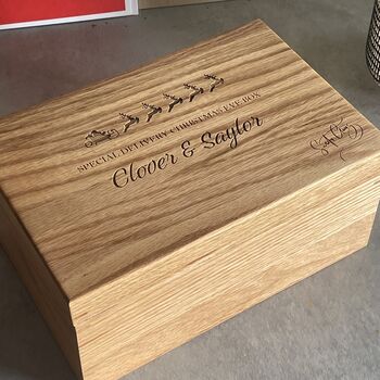 Personalised Oak Christmas Box, 4 of 10