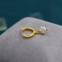Sterling Silver Cz Star Huggie Hoop Earrings, thumbnail 6 of 11