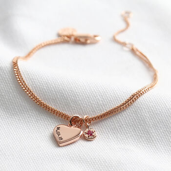 Personalised Heart And Birthstone Charm Bracelet, 8 of 9