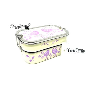Hand Painted Rectangle Bento Box 'Garden Birds', 4 of 7