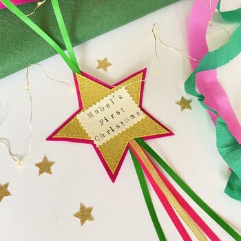 Personalised Star Christmas Tree Hanging, 2 of 5