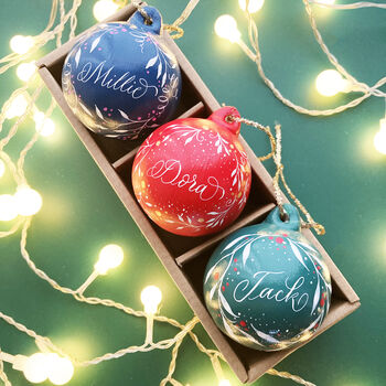 Personalised Christmas Bauble With Leaf Design, 4 of 6