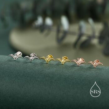 Extra Tiny Pterosaurs Flying Dinosaur Screw Back / Internally Threaded Flat Back / Stud Earrings In Sterling Silver, 7 of 12