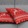 Reindeers Winter Cushion Cover With Red And White, thumbnail 5 of 8
