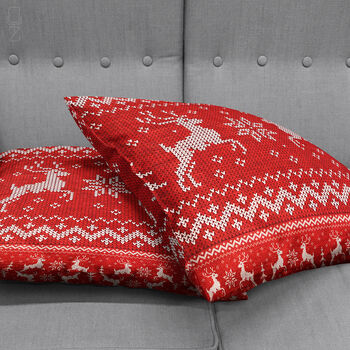 Reindeers Winter Cushion Cover With Red And White, 5 of 8