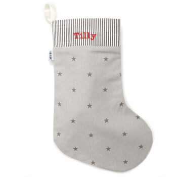 Mutts And Hounds Grey Star Christmas Stocking, 3 of 4