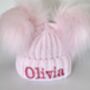 Baby Pink Embroidered Knitted Hat, thumbnail 2 of 4