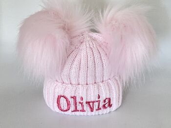 Baby Pink Embroidered Knitted Hat, 2 of 4
