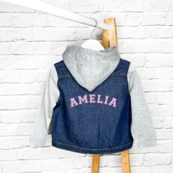 Personalised Varsity Kids Denim Jacket, 3 of 6