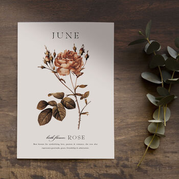 Birth Flower Wall Print 'Rose' For June, 4 of 9