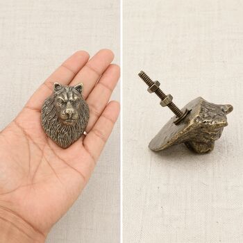 Regal Lion Head Brass Cabinet Knob, 5 of 8