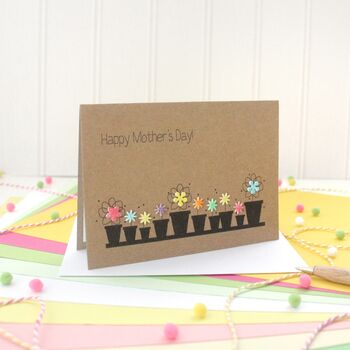 Personalised Happy Mother's Day Card With Flower Pots, 2 of 8