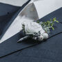 Floral Wedding Buttonhole In Silver, thumbnail 3 of 10