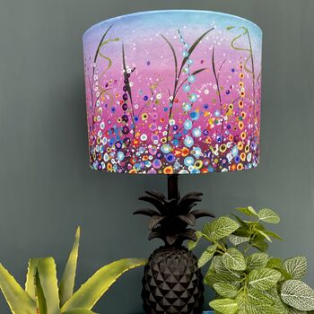 Pink Dotty Delphiniums Handmade Lampshade, 6 of 7