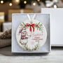 Personalised Baby's First Christmas Keepsake Ornament In Pink, Blue Or Red, thumbnail 1 of 6