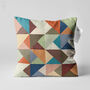 Multicoloured Abstract Geometric Block Print Cushion Cover, thumbnail 1 of 12