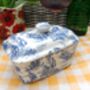 Lidded Butterdish In Blue Toile Design, thumbnail 3 of 10