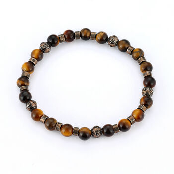 Mens Bracelet Tiger Eye Bead Link Bracelet Chain, 3 of 9