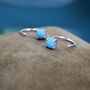 Sterling Silver Genuine Turquoise Threader Hoop Earrings, thumbnail 7 of 12