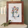 E Is For Echinacea Coloured Initial Print, thumbnail 3 of 10