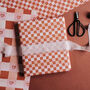 Terracotta Check Gift Wrap Set – Classic Checkerboard And Heart Designs For Romantic And Everyday Gifting, thumbnail 1 of 6