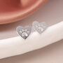 Sterling Silver Paw Print Heart Stud Earrings – 10mm, thumbnail 3 of 7