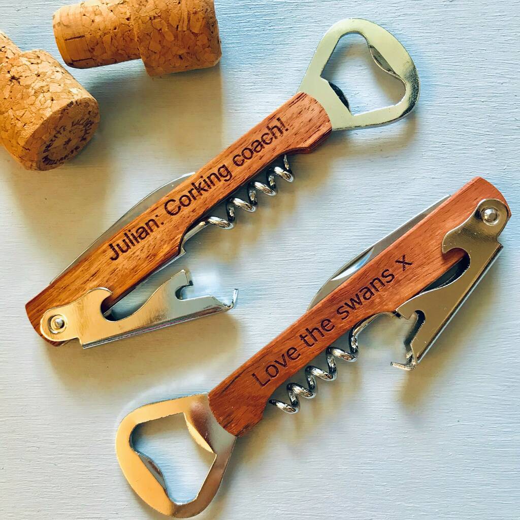 personalised classic wine bottle openers by natural gift store
