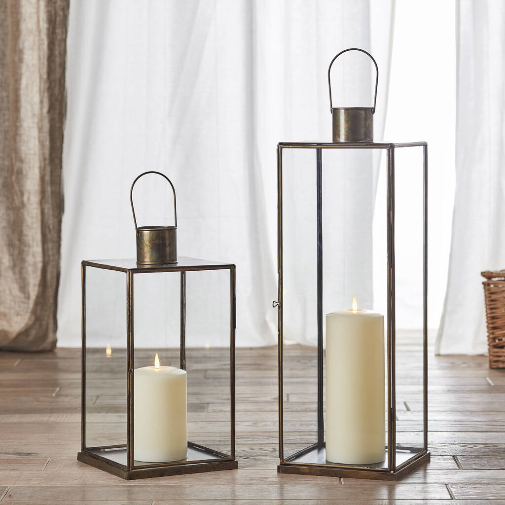 Leif Artisan Floor Candle Lantern Duo By Lights4fun