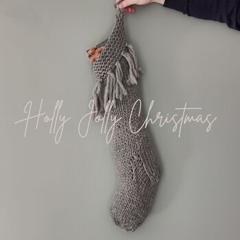 Holly Jolly Christmas Stocking 100% Merino Knitting Kit, 3 of 7