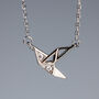 Sterling Silver Tiny Origami Crane Pendant Necklace, thumbnail 1 of 5