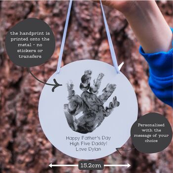 Personalised Father's Day Handprint And Message Metal Wall Hanging, 2 of 3