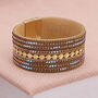Gold Plated Iridescent Aurora Borealis Crystal Wide Cuff Bracelet, thumbnail 1 of 7