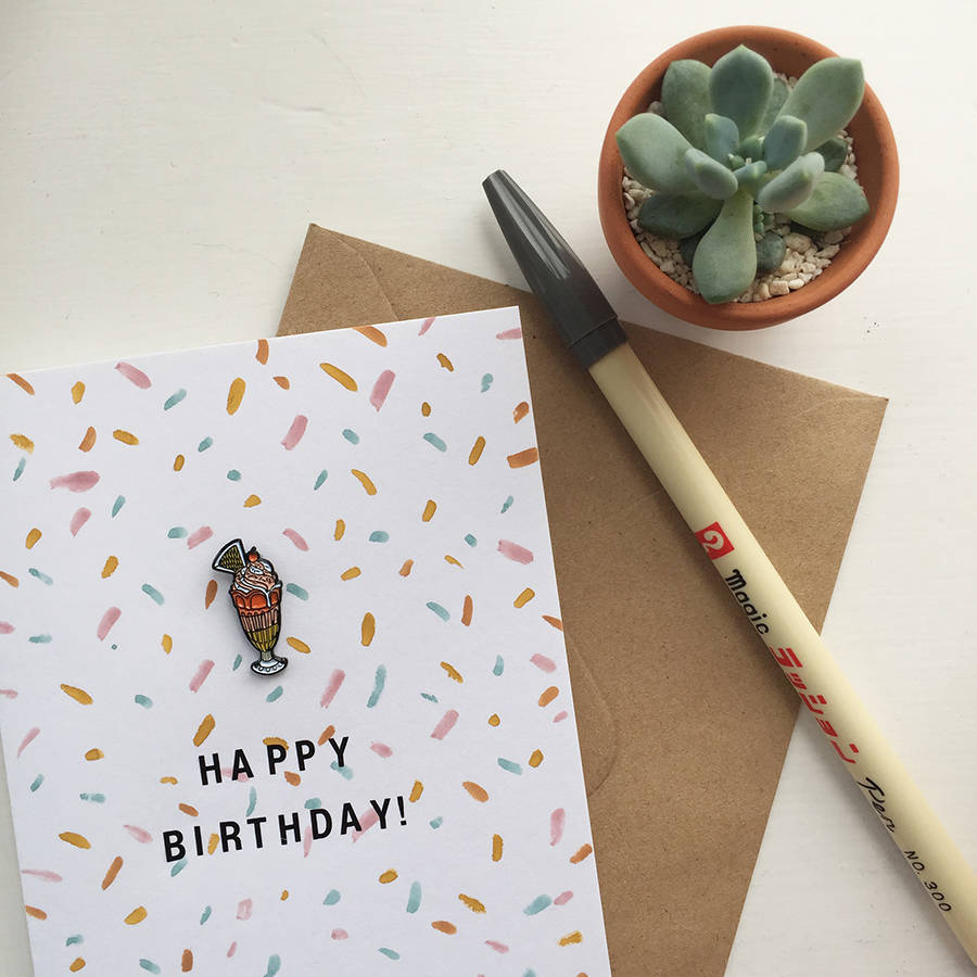 Enamel Pin On A Greetings Card By Lucy Wilkins | notonthehighstreet.com