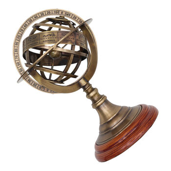 22cm Bronze Armillary Sphere With Wooden Base, 6 of 9