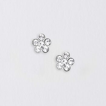 70th Birthday Boxed Card With Cz And Sterling Silver Flower Earrings Gift, 5 of 5
