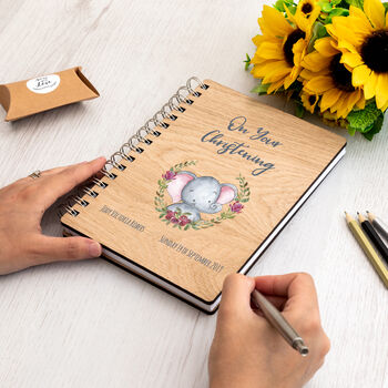 Personalised On Your Christening Elephant Guest Book, 3 of 7