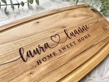 Engraved Couples Chopping Board Home Sweet Home, 4 of 7