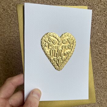 Personalised Gold Foil Heart Mum Birthday Card, 9 of 12