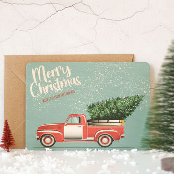 Personalised Christmas Card, Wooden Retro Car, 2 of 5