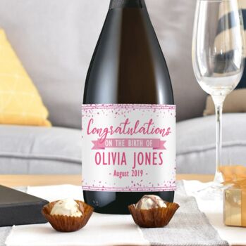 New Baby Personalised Bottle Of Prosecco, 2 of 3