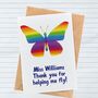 Personalised Rainbow Butterfly Teacher Card, thumbnail 1 of 2